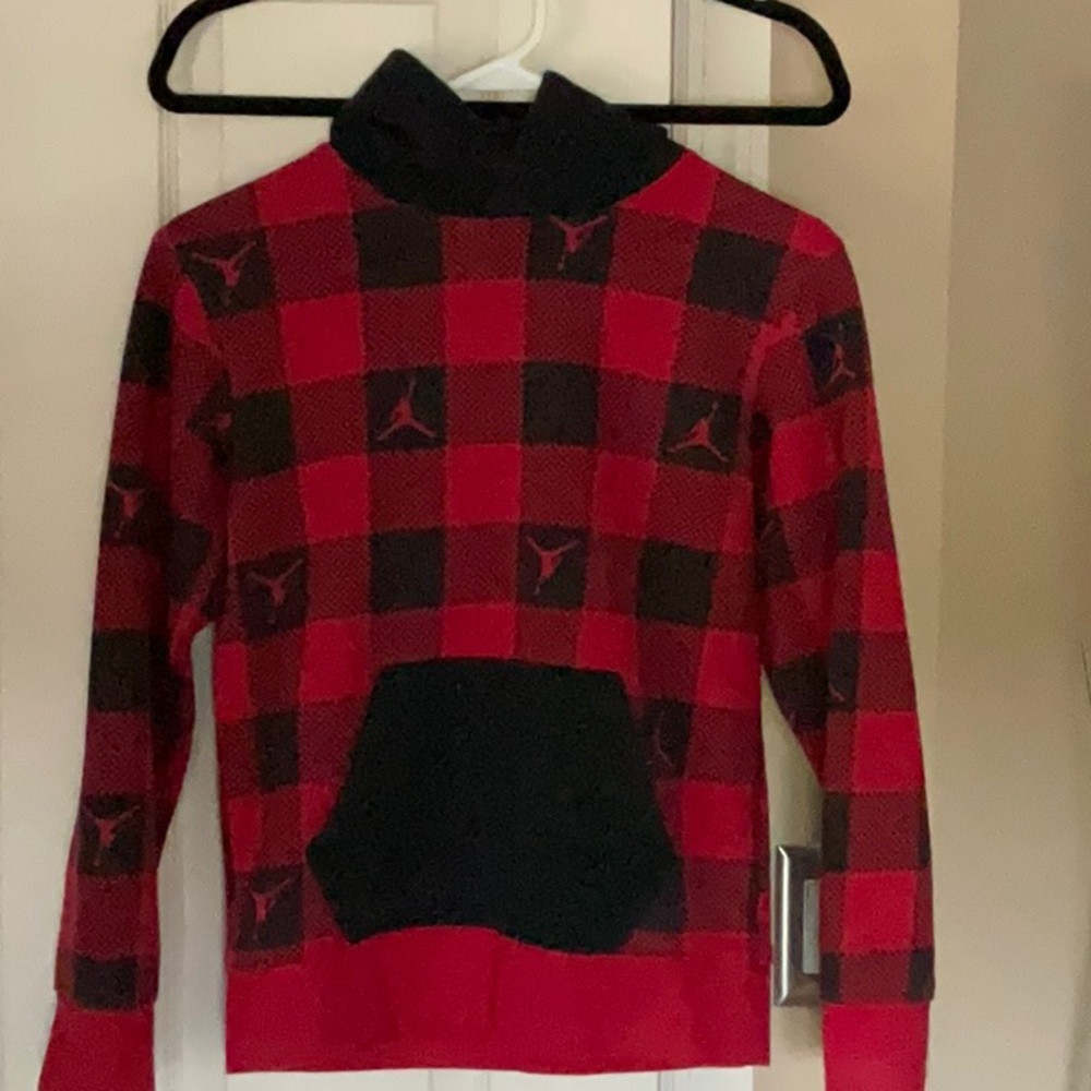 Red and Black Checkered Jordan hoodie